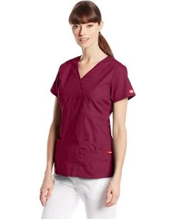 Dickies Women's EDS Signature Series Scrubs Junior-Fit Mock-Wrap Top | Shirts & Tops -Johnston & Murphy Sales 613Hb2Q93HL. AC SR736920