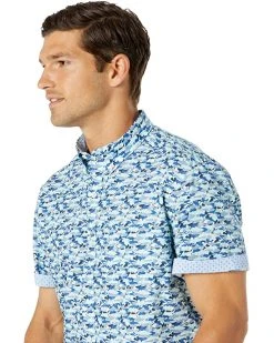 Johnston & Murphy Printed Cotton Short Sleeve Shirt | Shirts & Tops -Johnston & Murphy Sales 81AYDK1xFdL. AC SR736920