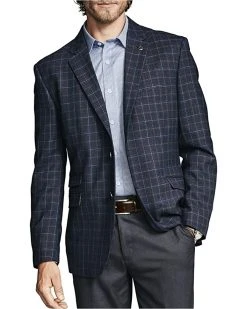 Johnston & Murphy Wool Windowpane Plaid Blazer | Coats & Outerwear